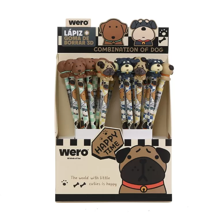Lapiz Negro Wero con Goma 3D Toppers Dogs Art.WE4297